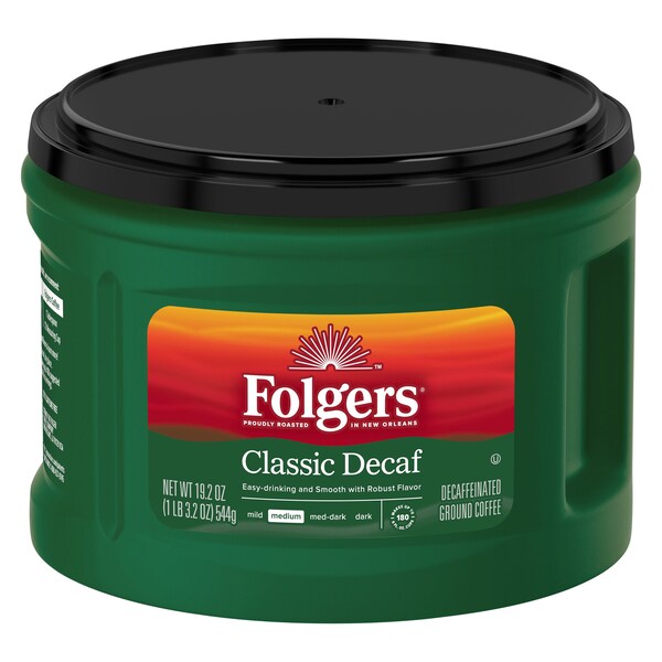Folgers Ground Coffee, Classic Roast Decaffeinated, Ground, 22 3/5oz